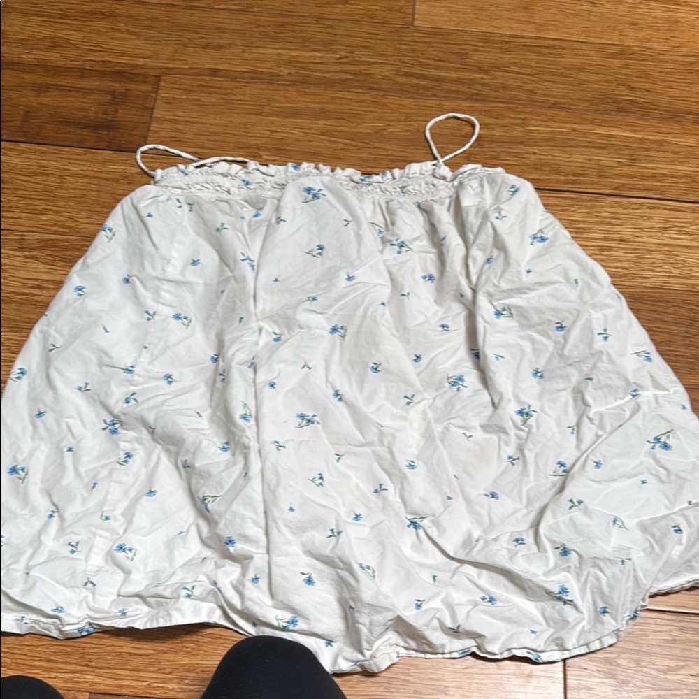 H&M White Skirt with Blue Floral Design